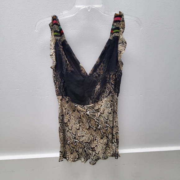 Y2K Vintage Tank Mixed Print Babydoll Style Size S - Picture 7 of 10